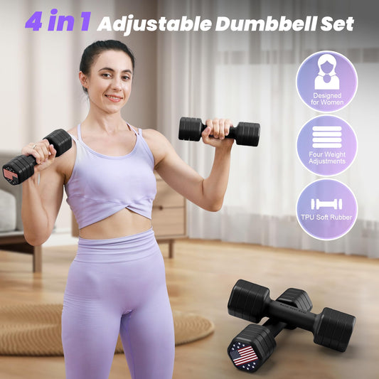 4-in-1 Adjustable Dumbbell Set for Home Training