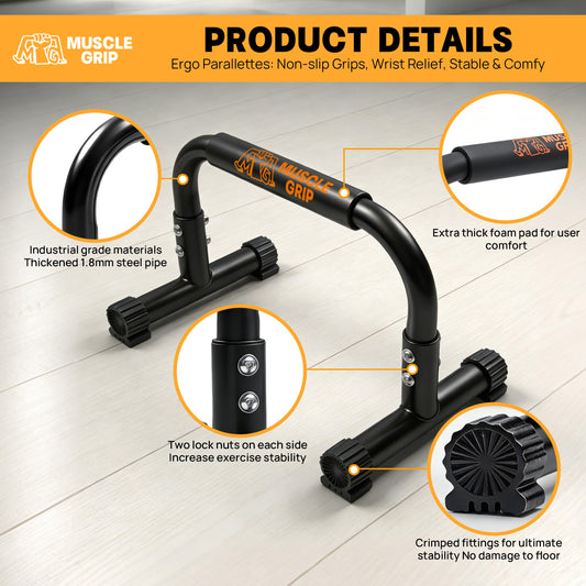 Heavy-Duty Push Up Parallettes with Foam Grip