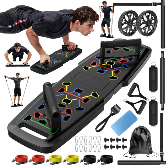 MQRW Push Up Board Home Gym Set with Bands