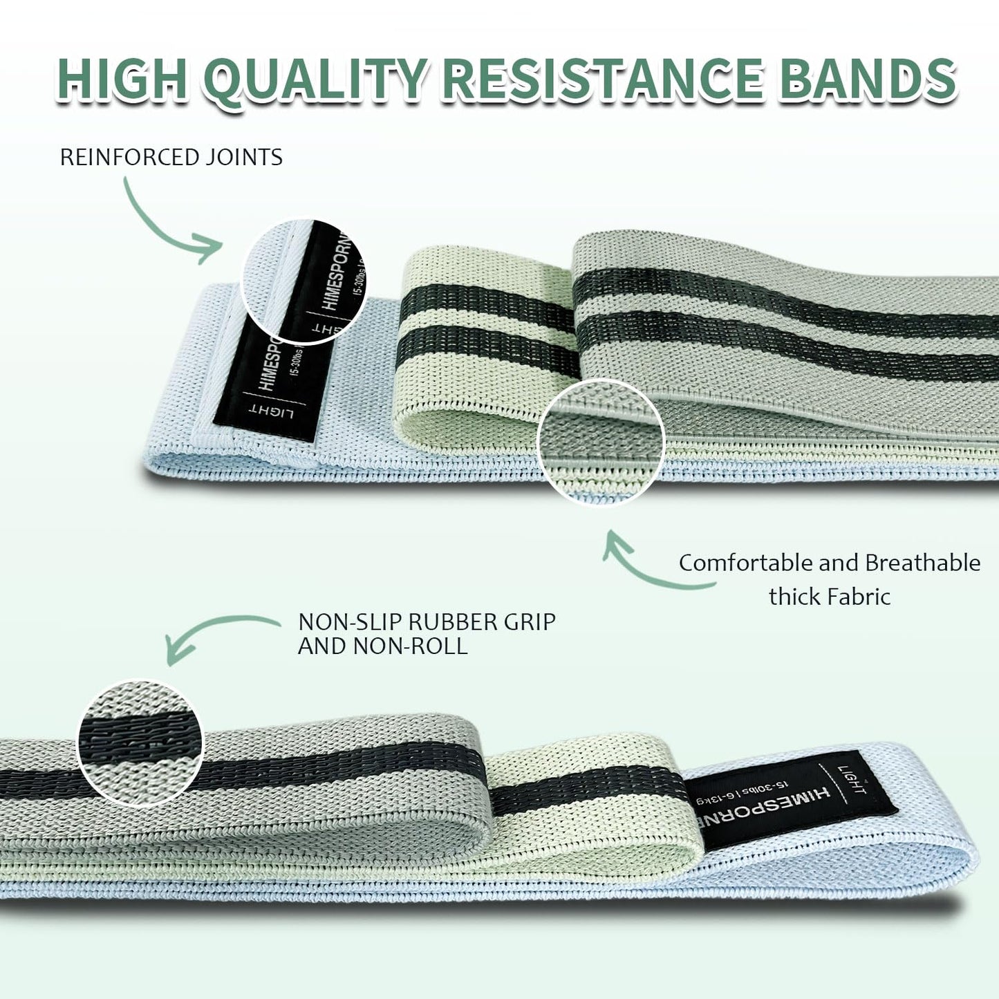 9-Piece Fabric Resistance Bands Set for Training