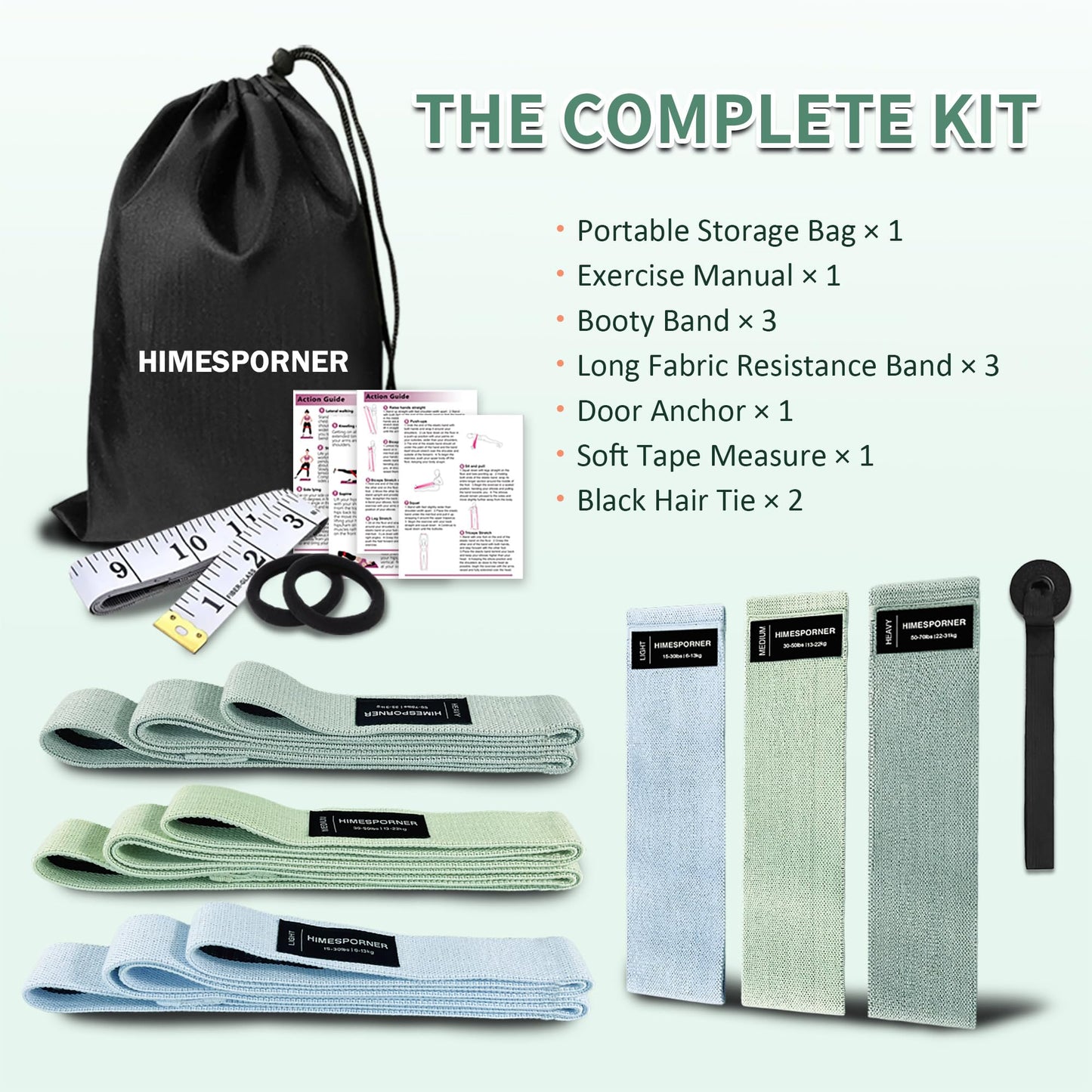 9-Piece Fabric Resistance Bands Set for Training