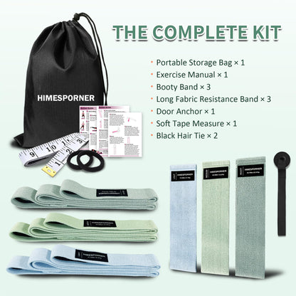 9-Piece Fabric Resistance Bands Set for Training