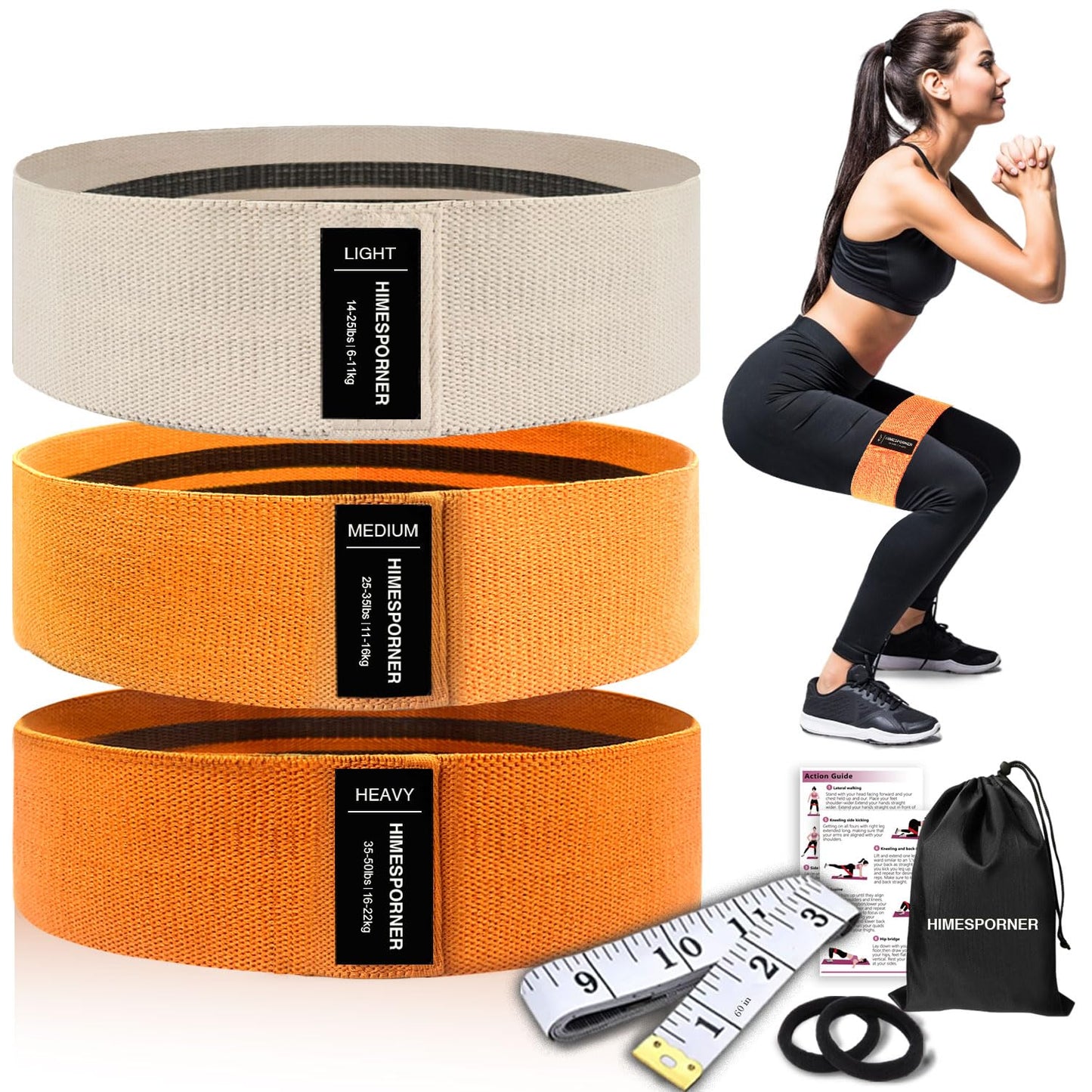 9-Piece Fabric Resistance Bands Set for Training